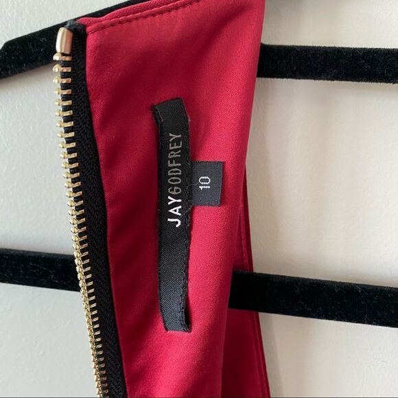 Jay Godfrey - Krooger Deep V Cut Out Mini Dress Red (Size:10) - Picture 12 of 12